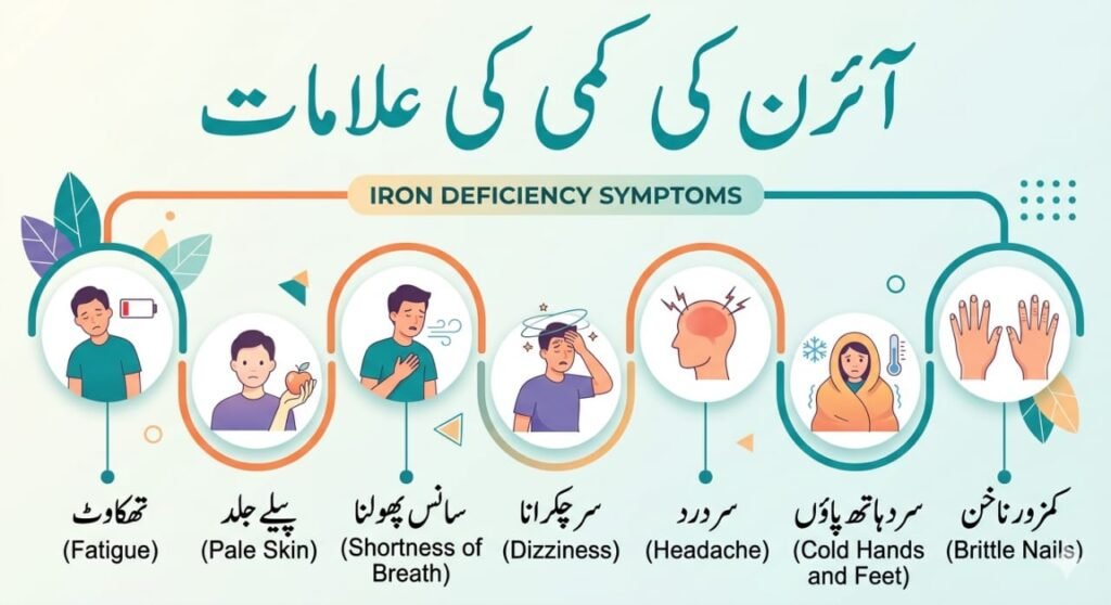 آئرن کی کمی کی علامات
