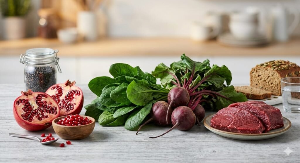 آئرن کی کمی سے بچاؤ کیلئے غذا