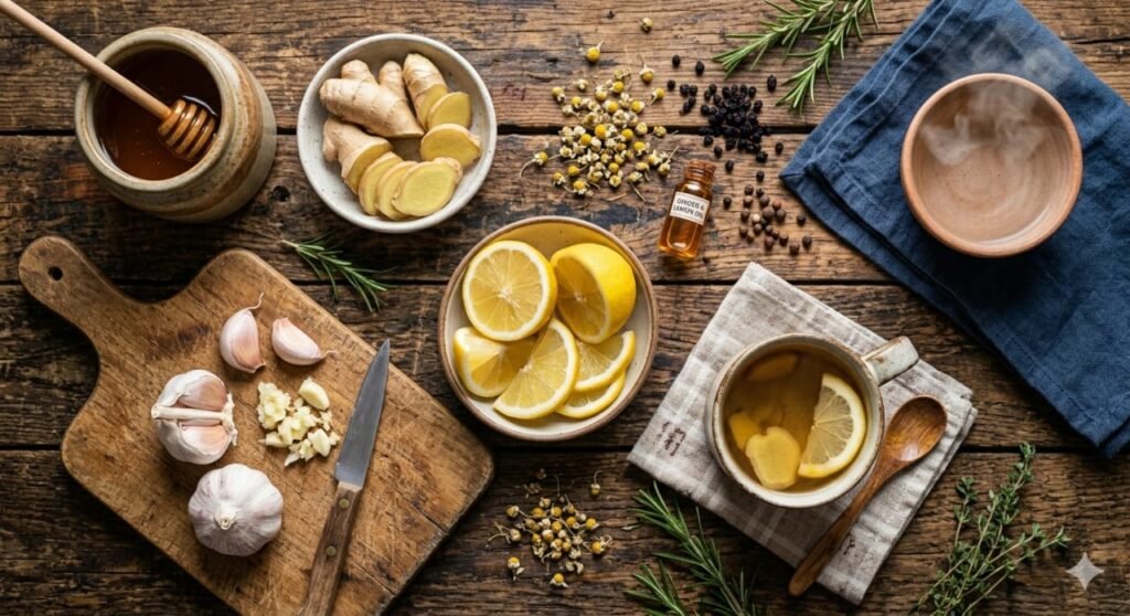 نزلہ زکام کے گھریلو نسخے ادرک شہد لہسن