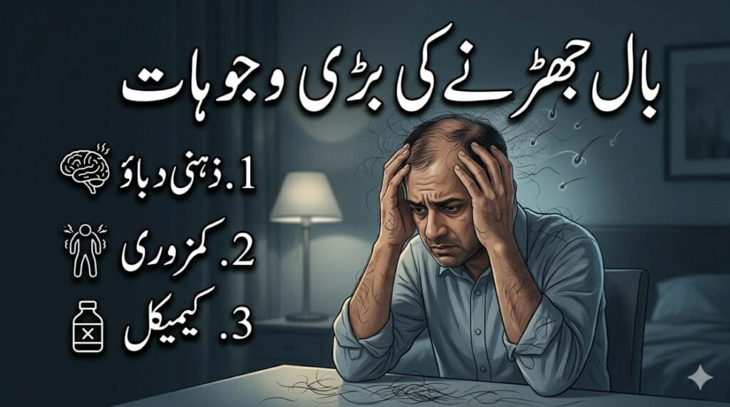 بال جھڑنے کی وجوہات جیسے ذہنی دباؤ